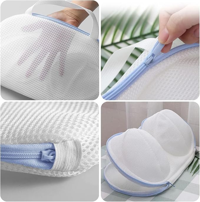4 Pack Large Bra Laundry Bags for Washing Machine, Lingerie Bag for Washing Delicates Underwear Brassiere, Bra Washer Protector for Laundry (White 4 pack)