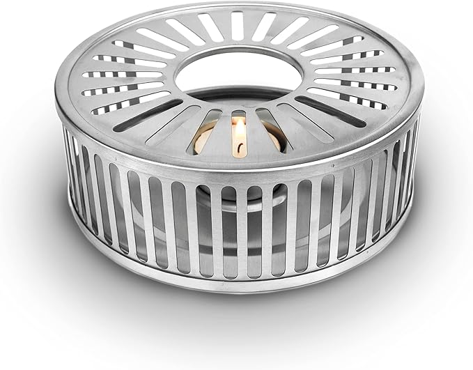 Creano Designer Stainless Steel Tea Warmer with Tea Light Holder - Tea Cosy - Stable Not Rattling - Rechaud Suitable for All Teapots