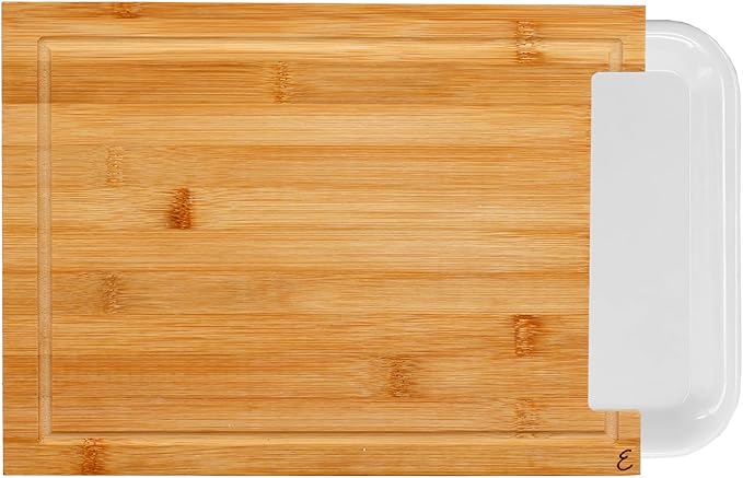 Emeril Lagasse Bamboo Cutting Board with Multi-Function Pull-Out Platter - Great Gift for Mother's Day, Anti-Skid and Hangable
