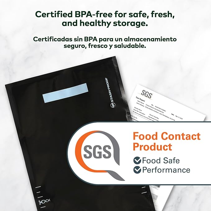 Vacuum Seal Bags 11" x 24" (50 Count) 5.5 Mil (Black and Black) - BPA Free Commerical Grade Food Saver for Storage, Sous Vide, and Meal Prep Sealer Bag