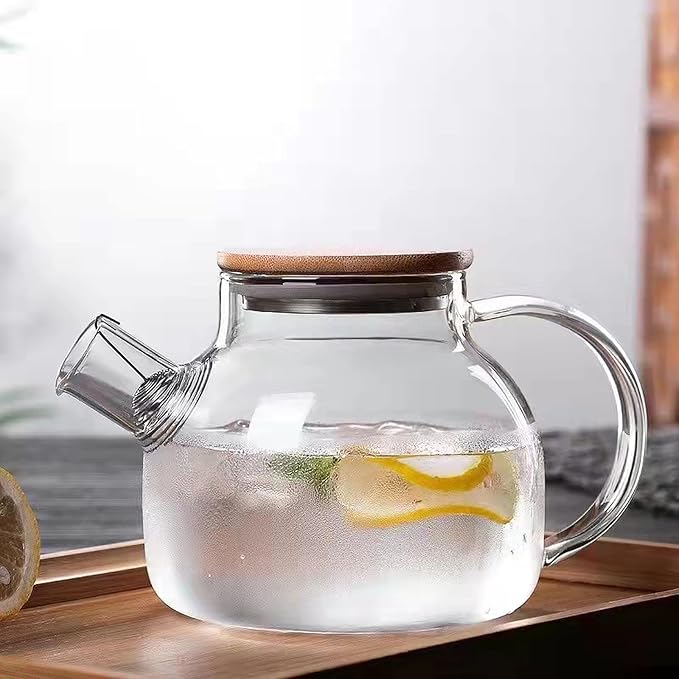 Glass Teapot Stove Safe, with Removable Filter Infuser, Suit for Loose Leaf Tea and Flowering Tea (33.8oz)