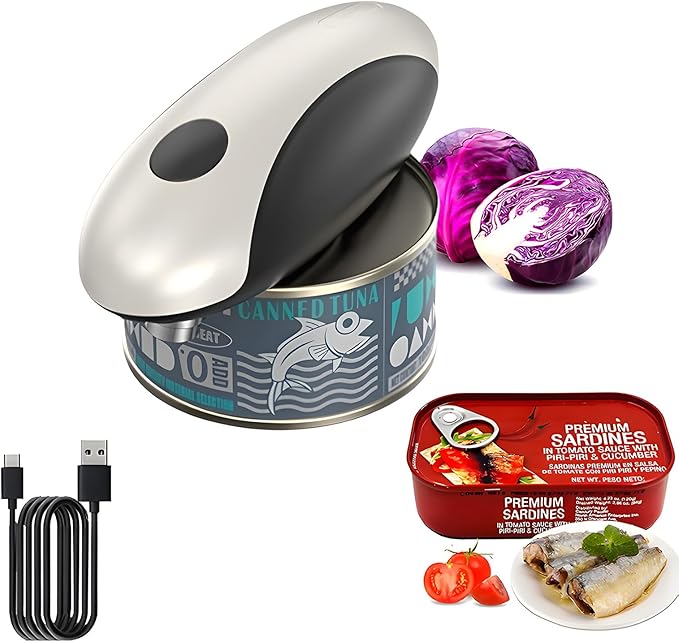 Electric Can Opener, One Touch Auto Operation, Magnetic Lid Holder & Smooth Edge Cutting, Rechargeable Can Opener Electric Fits Most Can Sizes, One-Touch Automatic Can Openers for Seniors