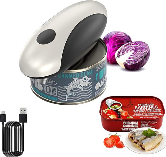 Electric Can Opener, One Touch Auto Operation, Magnetic Lid Holder & Smooth Edge Cutting, Rechargeable Can Opener Electric Fits Most Can Sizes, One-Touch Automatic Can Openers for Seniors