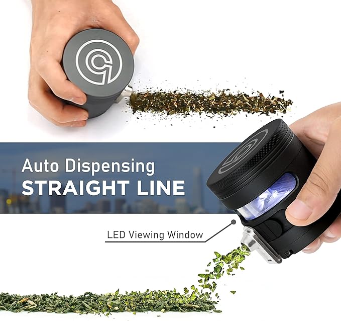Cloudious9 - Tectonic9 Herb Grinder Automatic Electric Herbal Spice Dispenser Large 2.5" Aluminum Alloy (Grey), For Home & Kitchen Only