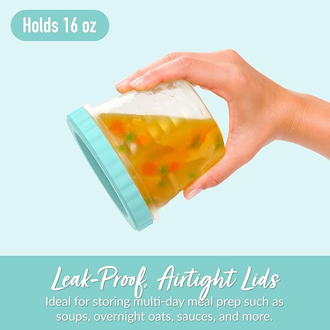 Bentgo Prep - 20 Piece 16 fl oz Leak-Proof Deli Containers with Lids, Food Storage for Meal Prep, Twist-Top, Reusable, PFAS & BPA-Free, Stackable, Microwave, Freezer, & Dishwasher Safe (Sea Blue)