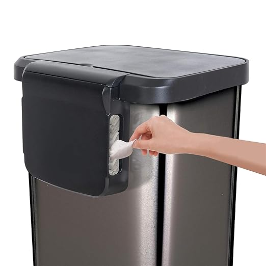 Glad 20 Gallon / 75.5 Liter Extra Capacity Stainless Steel Step Trash Can with CloroxTM Odor Protection, Pewter