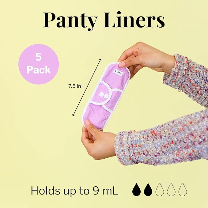 Pixie Cotton Cloth Pads for Feminine Care - 100% Organic Reusable Pads - Ranked 1 for Softest Menstrual Sanitary Napkins - Machine Washable & Includes Free Wet Bag - Menstrual Liner (Mini)