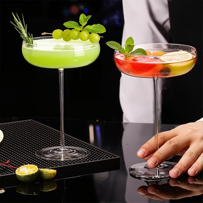 KAMMAK Martini Glasses Set of 2, 9.13 oz Clear Crystal Cocktail Glasses with Stem, Reusable Cocktail Glassware for Wedding Birthday Party, Bar, Margarita, Whiskey, Gin, Tequila, ZL-BF409