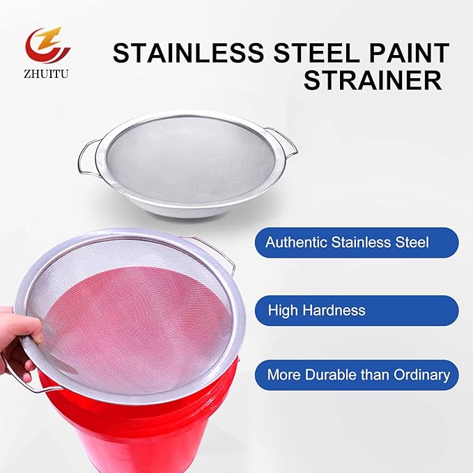 Fine Mesh Paint Strainer 60 Mesh Stainless Steel Paint Filter Emulsion Honey Funnel Filter Cover Fits 5 Gallon Paint Bucket Filter Tool Insert Strains