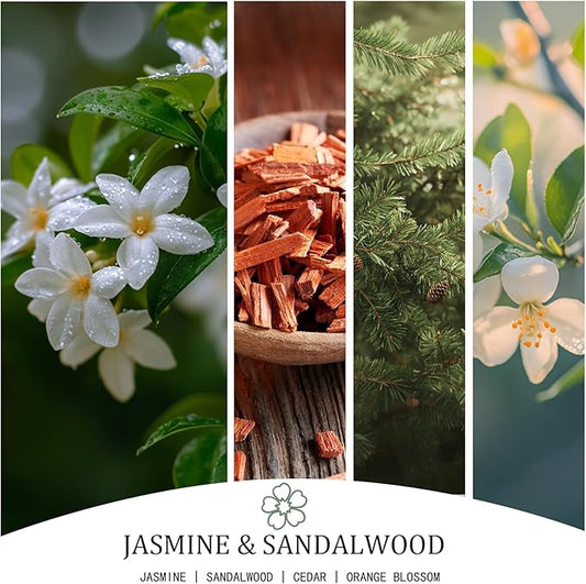 Jasmine & Sandalwood Scented Candle, Large 30oz Natural Soy Candles, 4-Wick 80 Hour Burn Time, Home Fragrance Candles Housewarming Gift for Women Men