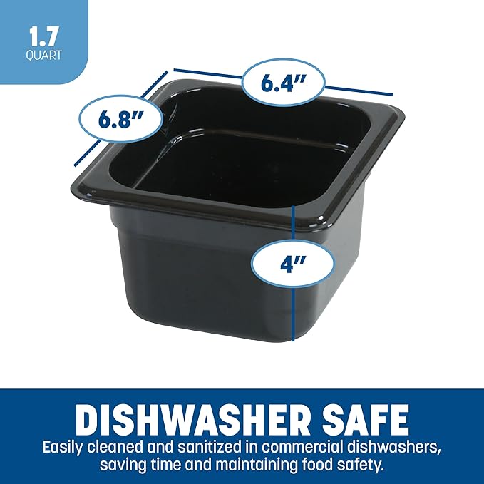 Carlisle FoodService Products 3068403-E Plastic Food Pan, 1/6 Size, 4 Inches Deep, Black