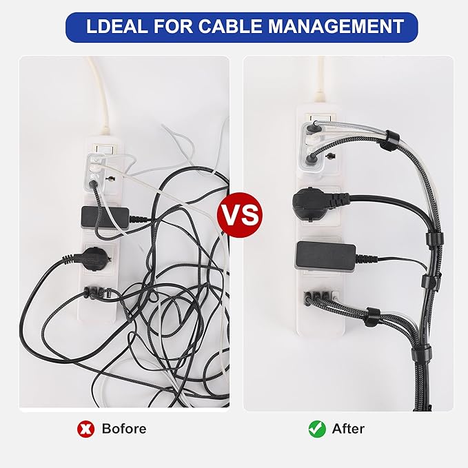 Reusable Cable Ties, 126 PCS 8 Inches Adjustable Cord Straps Wire Organizer Cord Wrap and Hook Loop Cable Management