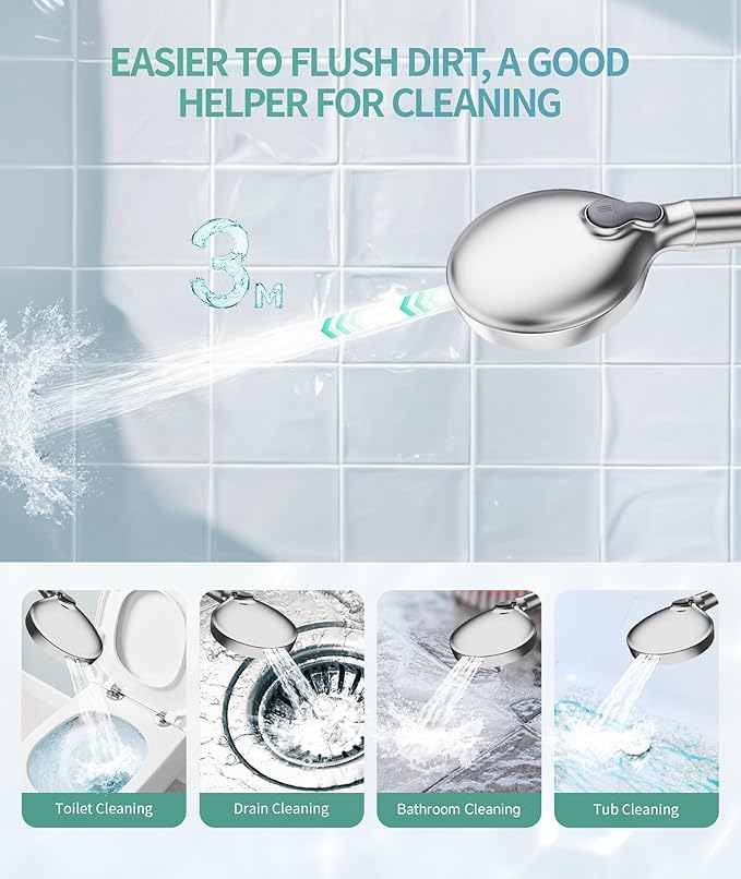 SR SUN RISE Filtered Shower Head with Handheld High Pressure 9 Spray Mode Showerhead Detachable Shower Head Water Softener Filters Beads for Hard Water Remove Chlorine 1 Filter Chrome