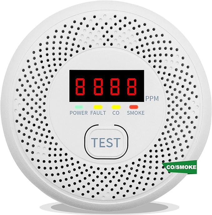 Carbon Monoxide and Smoke Detector LCD Display, Battery Powered, Dual sensors, 85dB Voice Alarm and Real-time Tracking, Suitable for Home/Kitchen/Bedroom/RV (Small Screen, 1Pack-CO&Smoke)