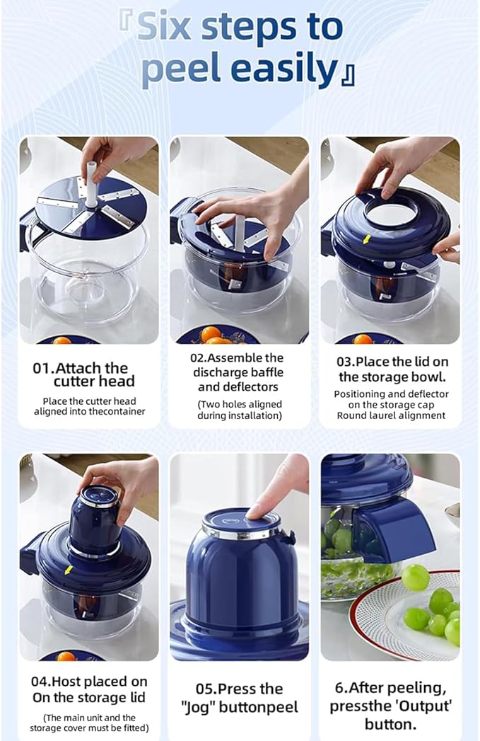 Electric Grape Peeling Machine Automatic Garlic Peeler Machine, with Storage Bag and Cleaning Tools, Rechargeable Home Kitchen Aid Peeler Small Commercial Fruit Skin Remover Tool (BLUE)