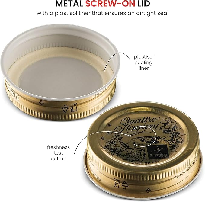 Bormioli Rocco Quattro Stagioni Extra Lids, Set of 3 - Replacement 56mm Aluminum Sealing Tops, Ideal for Home Canning & Food Storage - Hand Wash Only - Made in Italy