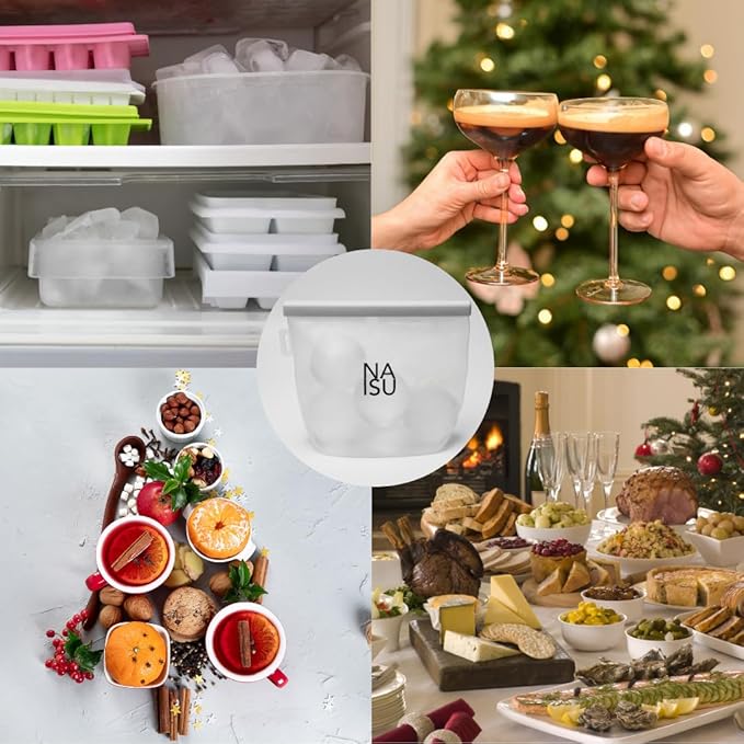 NAISU Clear Ice Silicone Storage Bag – Reusable Freezer Bag for Crystal-Clear Ice Balls & Cubes, Leakproof, Food-Grade, Ideal for Whiskey & Cocktails