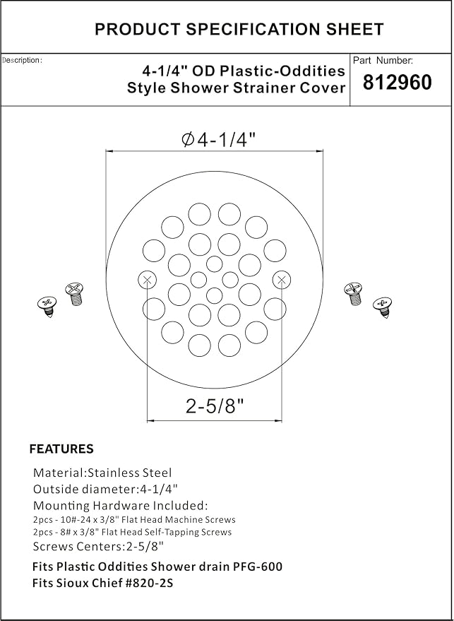 Artiwell 4-1/4“ Shower Strainer Drain Trim Set, Screw-in Shower Strainer Drain Cover, Plastic-Oddities Style Replacement Strainer Grid, Machine & Self-Tapping Screws Included (Champagne Bronze)