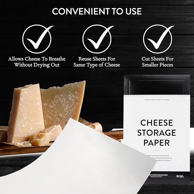 Formaticum 30-Pack Cheese Storage Wax Coated Paper - Porous Wax Sheets From France - Keep Cheese or Charcuterie Fresh - Professional Grade Cheese Paper for Wrapping Cheese - 11 x 14