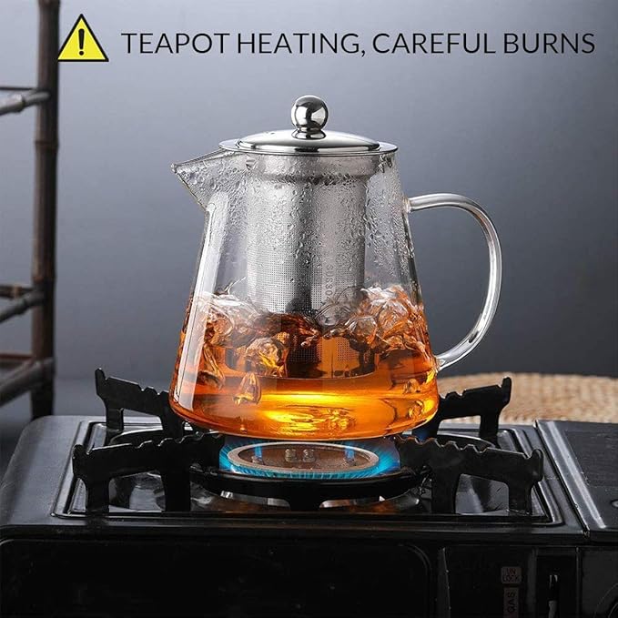 750ml (25oz) Glass Teapot with Infuser,Heat Resistant with Removable Infuser, Borosilicate Clear Glass Tea Pots for Loose Leaf Tea and Blooming Tea Cook Teapot 25oz