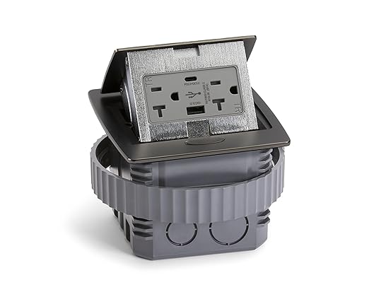 Lew Electric Kitchen Countertop Pop Up Charging USB A/C Ports (Black Stainless)