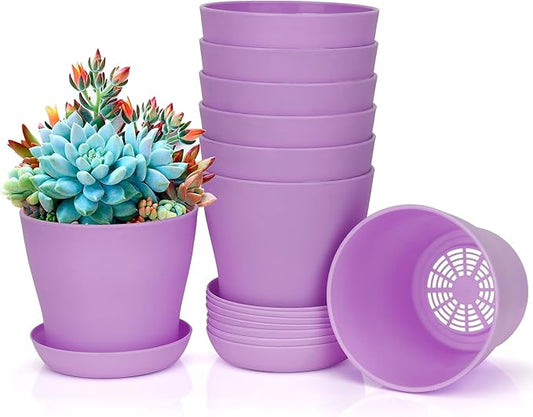 8 Pcs Flower Pots,Succulent Pots,3.8" Pots for Planting.Plastic Pot for Plants for Indoor Plants,Flower Pot for Indoor Planting,Herb Garden Planter Mini