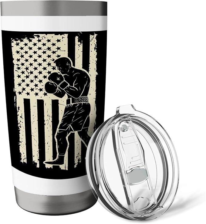 American Flag Boxing Patriotic Boxer Stainless Steel Insulated Tumbler