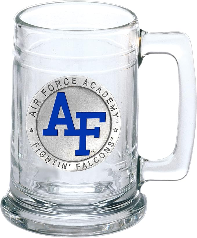 Heritage Pewter US AIR FORCE ACADEMY Beer Stein Glass | 15 Ounce German-Style Beer Glass | Intricately Crafted Metal Pewter Alma Mater Inlay