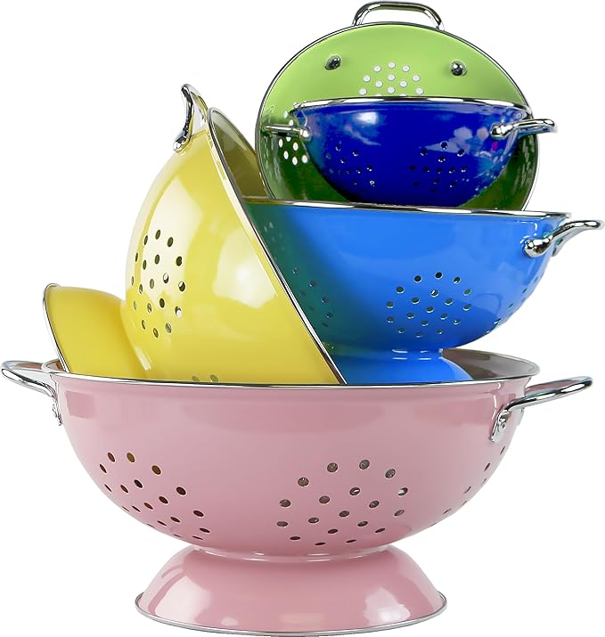Calypso Basics by Reston Lloyd Enameled Colander & Vegetable Strainer, 5 Quart, Pink
