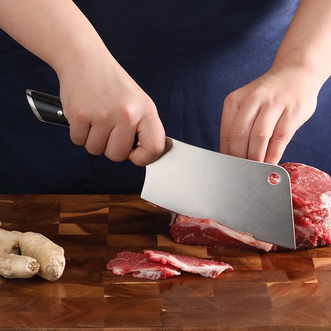 Cangshan HELENA Series German Steel Forged Cleaver Knife Block Set (3-Piece, Black)