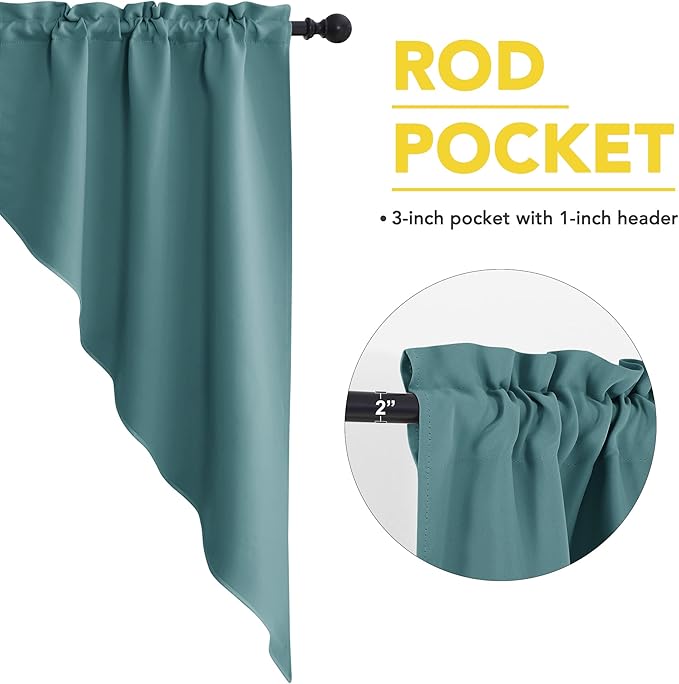 NICETOWN Blackout Window Treatment Swags - Tailored Scalloped Valance/Swags Window Topper Curtains for Classroom Decor/Bedroom/Home Office/Christmas (2 Panels, 36 by 63 inches per Panel, Sea Teal)