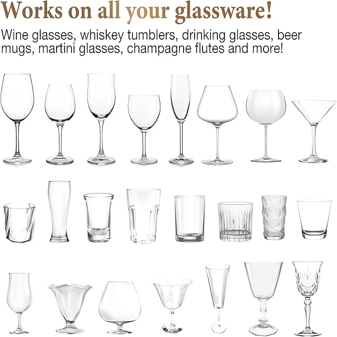Home Glassware Polisher, World's First Affordable Spinning Glass Polisher, 600 RPM Dries & Polishes, All Glasses, Wine, Bar, Drinking, Wet/Dry, for Sparkling Glassware, White, Classic Matte