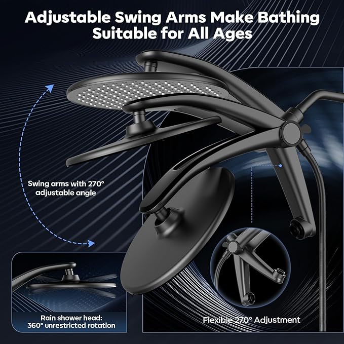 Shower Head with filtered Handheld High Pressure daul Shower Heads with Handheld Spray Combo and 10 Sprays Handheld Shower Head Detachable Shower head Built-in Magnetic Docking and Power Jets