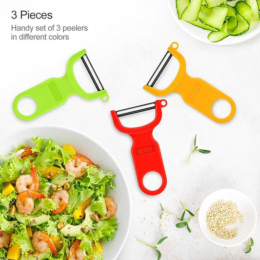 Original Vegetable Fruit Peeler Carbon Steel Blade 3 Pack Red/Green/Yellow…