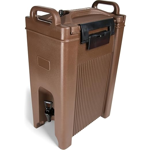 Carlisle FoodService Products 5-Gallon Insulated Beverage Dispenser, Cateraide, Food-Grade with Handles, Rugged PE Shell with PU Insulation for Coffee, Tea and Hot or Cold Drinks, Brown - Made in USA