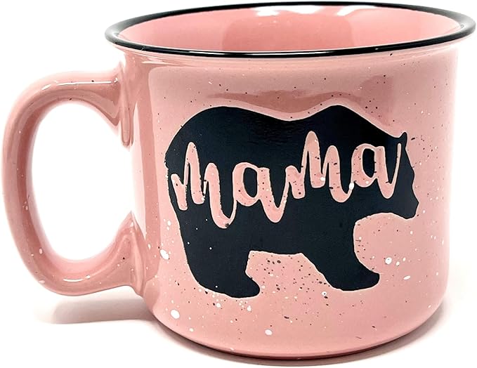 Mama Bear Ceramic Coffee Mug for Mom, Wife, Women – Unique Coral Ceramic Mug – Fun Gifts for Her on Mother’s Day, Birthday, or Christmas – Cute Coffee Cup for Moms, Wives, and Coffee-Loving Women