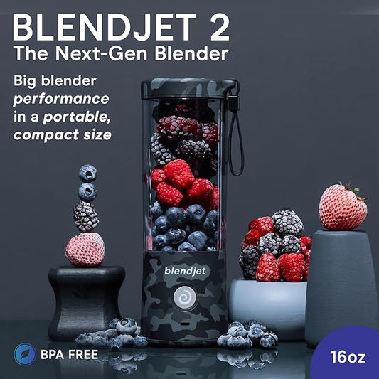 BlendJet 2 Portable Blender for Smoothies & Shakes - 16oz BlendJet Cordless Personal & Small Blender, USB-C Rechargeable & Self Cleaning - (Urban Camo)