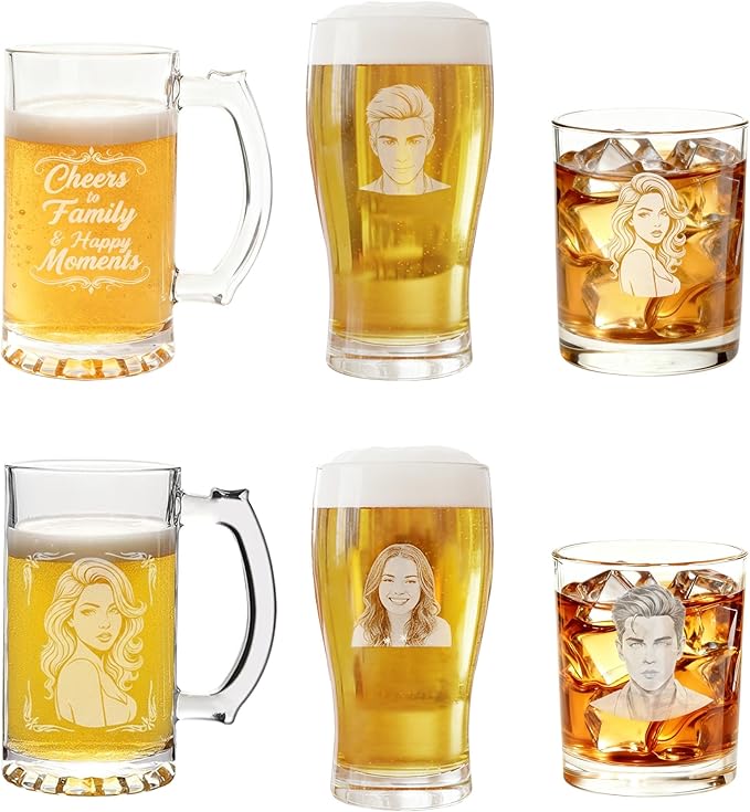 Personalized customized glass cup, engraved photo logo copy, beer cup, holiday party gift (S1)