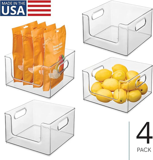 iDesign Stackable Clear Open Front Storage Bin, Easy Access Organizer for Pantry or Cabinet, 4-Pack