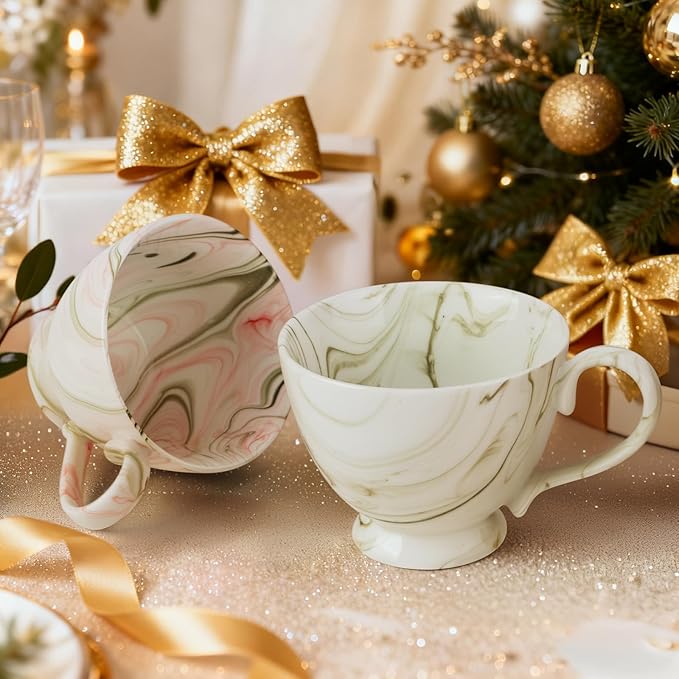 20 Oz Marble Ceramic Coffee Mug, Hand-Painted Artisan Tea Cup, Large Capacity Drinkware for Latte/Cappuccino,Home Kitchen/Office Must-Have, Ideal Gift for Coffee Enthusiasts & Art Aficionados