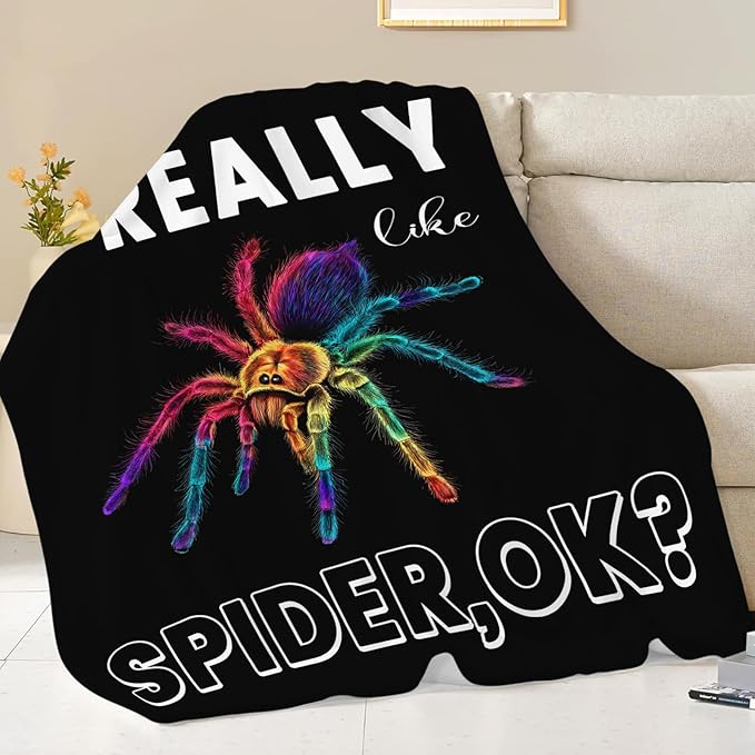 Spider Blanket Gifts for Girls Women Halloween Spider Throw Blankets Cozy Plush Fleece Flannel Fuzzy for Boys Men Decor 80"X60"