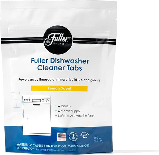Fuller Dishwasher Cleaner Tabs – Lemon Scent – Eliminates Limescale, Grease & Odors – Septic Safe, Compatible with All Dishwasher Types – (Pack of 2)