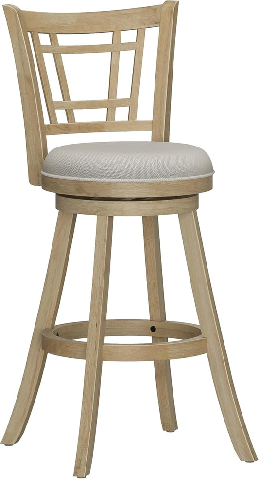 Hillsdale Fairfox Swivel Stool with Rectangular Lattice Back, Natural