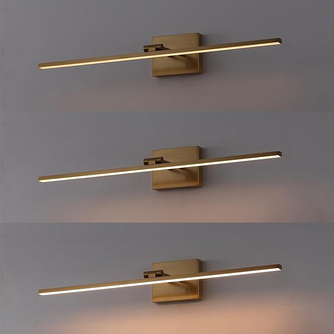 JONATHAN Y JYL7163A Santino 28" Modern Minimalist Swivel Integrated Dimmable LED Rechargeable Picture Light with Touch Sensor for Bedroom, Living Room, Kitchen, Office, Brass Gold