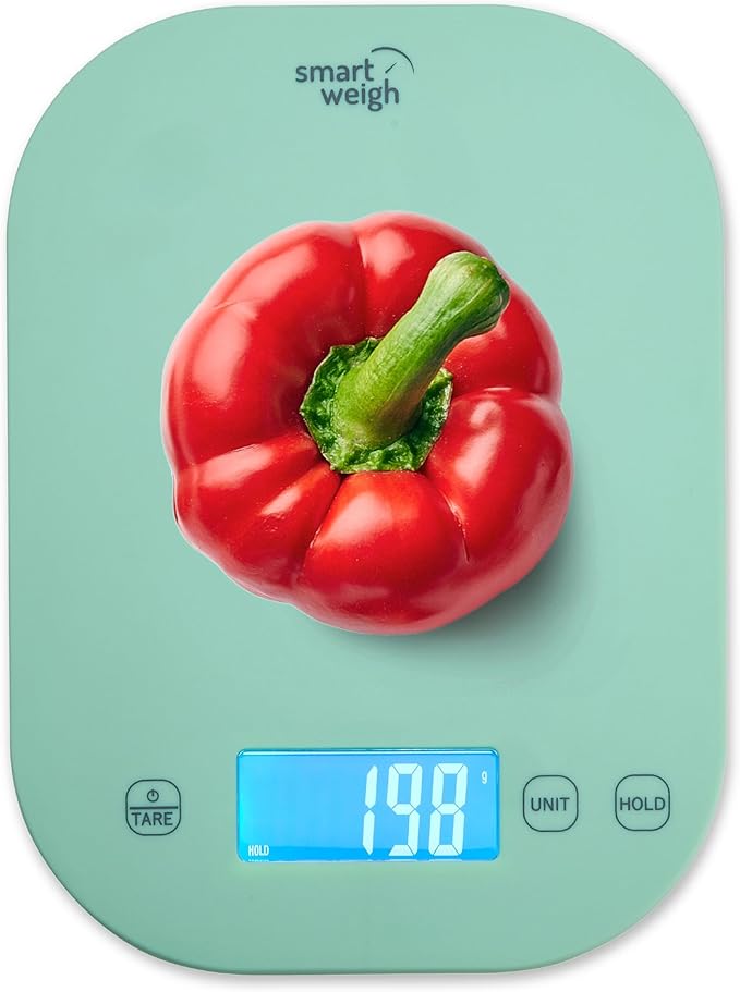 Smart Weigh Mint Green Digital Kitchen Scale for Cooking, Weight Loss, Calorie Tracking, Baking, Food Portion Control, and Meal Prep - Accurate Measurements in Grams and Ounces