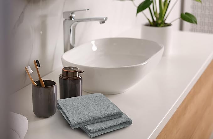 Softolle 100% Cotton Washcloths 24 Pack (12x12 Inches) Soft, Highly Absorbent Washcloth, Face Towels, Wash Cloths for Face, Ring Spun, Bulk Pack (Silver Grey)
