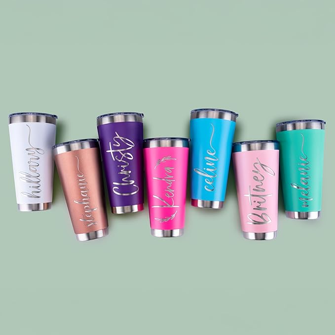 Updated, Personalized Tumblers, Stainless Steel 30 oz Tumbler w/Lid |13 Designs| Personalized Cups Double Walled Insulated Coffee Cup for Travel, Fitness | Hot & Cold Drink Use - Sky Blue