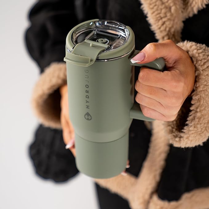 HydroJug Coffee Traveler 20 oz - Leak-Resistant, Ceramic-Lined Insulated Travel Coffee Mug for Hot or Cold Drinks with Flip Lid & Handle, Dishwasher Safe Coffee Tumbler, Courtyard