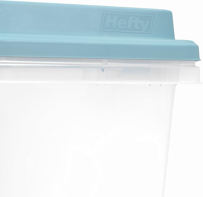Hefty HI-RISE 32 Qt Stackable Storage Bins with Lids – 6 Pack Clear Plastic Under Bed Storage Containers, Shoe Organizer Boxes with XL Lid-Locking Latches, Comfort-Grip Handles, Durable Double Rim