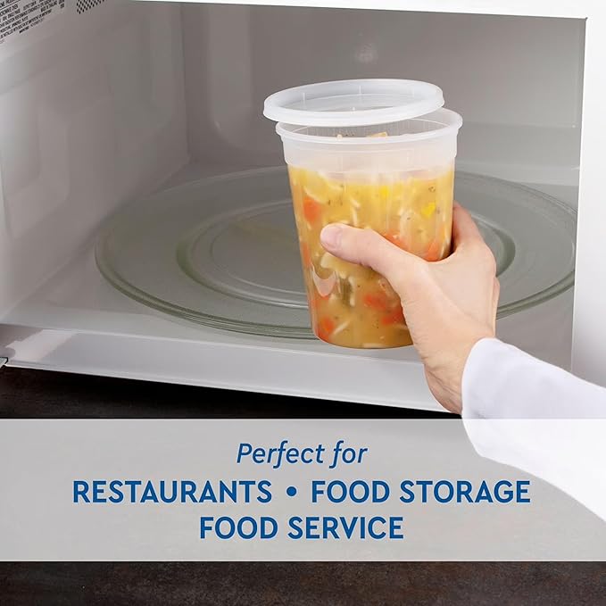 72 -Piece Deli Food Storage Containers with Lids – 32 oz, 16 oz & 8 oz Assorted Set (24 Each) – Leak-Resistant, Stackable, Reusable Meal Prep Containers for Soups, Salads, Leftovers & Snacks